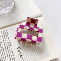 Pvc Material Black And White Checkerboard Square Acrylic Hair Shark Clip sku image 13