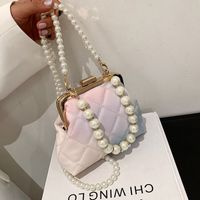 Mini Bolso Femenino 2021 Verano Nueva Moda Bolso De Hombro Único Mensajero Bolso De Cadena De Perlas Rómbicas main image 1