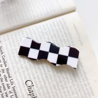 Pvc Material Black And White Checkerboard Square Acrylic Hair Shark Clip sku image 2