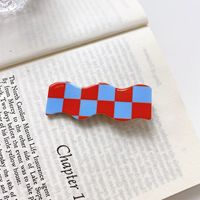 Pvc Material Black And White Checkerboard Square Acrylic Hair Shark Clip sku image 4