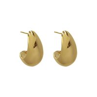 Silver Needle New Retro Glossy Simple Metal Texture Small Golden Ball Crescent Drop Earrings main image 6
