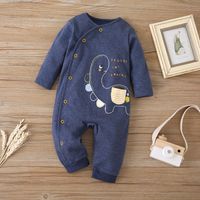Spring And Autumn Baby Long-sleeved Romper Cartoon Casual One-piece Three-piece Combination main image 4