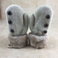 New Children's Gloves Winter Thicken Warm Gloves Baby Mittens Buttons Plus Velvet Knitted Gloves main image 1