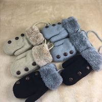 New Children's Gloves Winter Thicken Warm Gloves Baby Mittens Buttons Plus Velvet Knitted Gloves main image 3