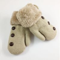 New Children's Gloves Winter Thicken Warm Gloves Baby Mittens Buttons Plus Velvet Knitted Gloves main image 4