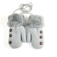 New Children's Gloves Winter Thicken Warm Gloves Baby Mittens Buttons Plus Velvet Knitted Gloves main image 6