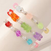 Cute Transparent Bear Pearl Contrast Bracelet Set sku image 1