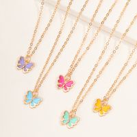 Simple Colorful Butterfly Pendant Necklace Set main image 4