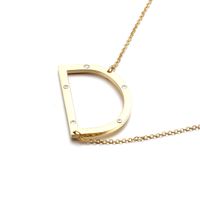 Titanium Steel 18K Gold Plated Fashion Diamond Letter Necklace sku image 3