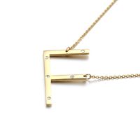 Titanium Steel 18K Gold Plated Fashion Diamond Letter Necklace sku image 5