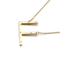 Acier Au Titane Plaqué Or 18K Mode Diamant Lettre Collier sku image 5