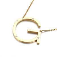 Titanium Steel 18K Gold Plated Fashion Diamond Letter Necklace sku image 6