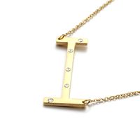 Titanium Steel 18K Gold Plated Fashion Diamond Letter Necklace sku image 8