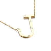 Titanium Steel 18K Gold Plated Fashion Diamond Letter Necklace sku image 9