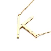 Titanium Steel 18K Gold Plated Fashion Diamond Letter Necklace sku image 10