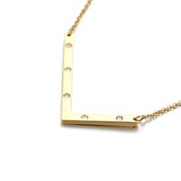 Acero Titanio Chapados en oro de 18k Moda Diamante Letra Collar sku image 11