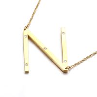 Acero Titanio Chapados en oro de 18k Moda Diamante Letra Collar sku image 12