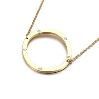 Acero Titanio Chapados en oro de 18k Moda Diamante Letra Collar sku image 13
