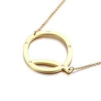 Acero Titanio Chapados en oro de 18k Moda Diamante Letra Collar sku image 15