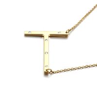 Titanium Steel 18K Gold Plated Fashion Diamond Letter Necklace sku image 18