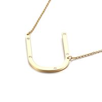 Titanium Steel 18K Gold Plated Fashion Diamond Letter Necklace sku image 19