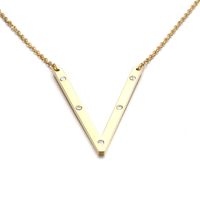 Acero Titanio Chapados en oro de 18k Moda Diamante Letra Collar sku image 20