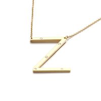 Acero Titanio Chapados en oro de 18k Moda Diamante Letra Collar sku image 24