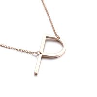 Acier Au Titane Plaqué Or 18K Placage Lettre Collier sku image 12