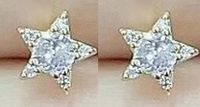 European And American Copper Micro-inlaid Zircon Five-pointed Star Ear Bone Clip Female Star Crescent Earrings sku image 1
