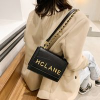 Letters Stone Pattern Chain Shoulder Bag 2021 New Wave Korean Style Fashion Messenger Small Square Bag sku image 2