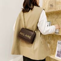Letters Stone Pattern Chain Shoulder Bag 2021 New Wave Korean Style Fashion Messenger Small Square Bag sku image 4