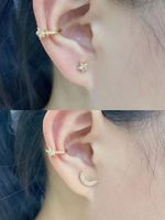 European And American Copper Micro-inlaid Zircon Five-pointed Star Ear Bone Clip Female Star Crescent Earrings main image 3