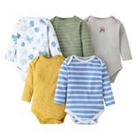 Baby Long-sleeved Spring And Autumn Cartoon Print Baby Romper 5-piece Set sku image 1