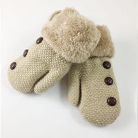 New Children's Gloves Winter Thicken Warm Gloves Baby Mittens Buttons Plus Velvet Knitted Gloves sku image 1
