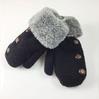 New Children's Gloves Winter Thicken Warm Gloves Baby Mittens Buttons Plus Velvet Knitted Gloves sku image 3