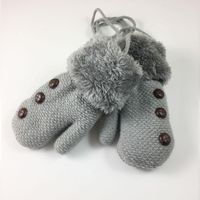 New Children's Gloves Winter Thicken Warm Gloves Baby Mittens Buttons Plus Velvet Knitted Gloves sku image 5
