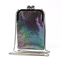 Creative Sequined Mobile Phone Bag Handmade Magic Color Aluminum Dinner Bag Chain Small Bag Wholesale sku image 2