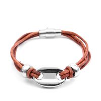 Braided Leather Rope Bracelet Titanium Steel main image 5