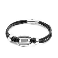 Braided Leather Rope Bracelet Titanium Steel sku image 1