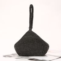 Black Gold Silver Solid Color Rhinestone Evening Bags sku image 1