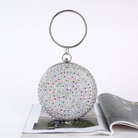 Round Dinner Bag With Diamonds New Colored Gemstone Clutch Rhinestone Banquet Bag sku image 5