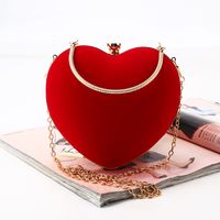 Red Solid Color Heart-shaped Evening Bags sku image 1