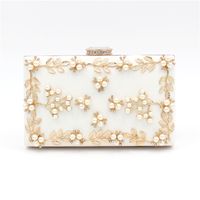 White Red Black Pu Leather Solid Color Flowers Evening Bags sku image 1