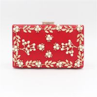 White Red Black Pu Leather Solid Color Flowers Evening Bags sku image 2
