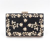 White Red Black Pu Leather Solid Color Flowers Evening Bags sku image 3