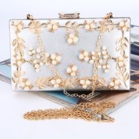 White Red Black Pu Leather Solid Color Flowers Evening Bags main image 3