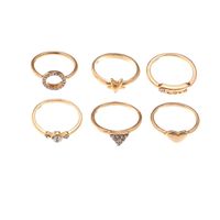 European And American Creative Diamond Geometric Love Letter Metal Ring Set 6 Sets main image 6