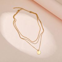 European And American New Alloy Necklace Fashion Simple Disc Pendant Multi-layered Clavicle Chain main image 4