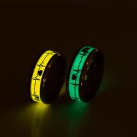 Orange And Blue Luminous Ecg Couple Ring Cross-border Hot Hipster Heartbeat Ornament Factory Wholesale Jewelry main image 1
