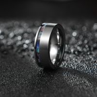 Cross-border Supply 8mm Sand Surface Inlaid Shell Paper Tungsten Steel Ring European And American Jewelry Wholesale main image 4